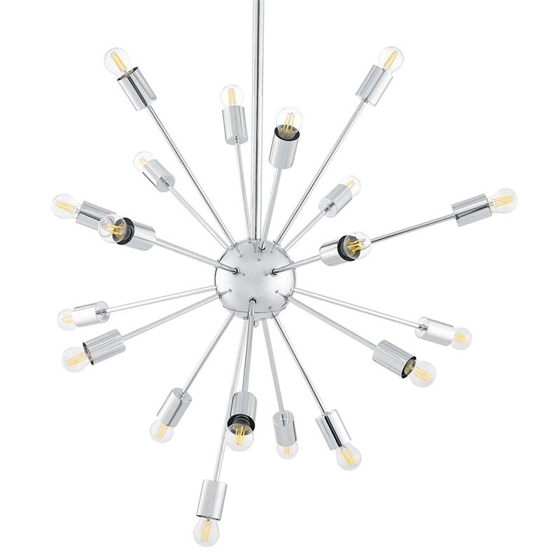 Modway Volley 24-Light Modern Metal Chandelier in Chrome Finish