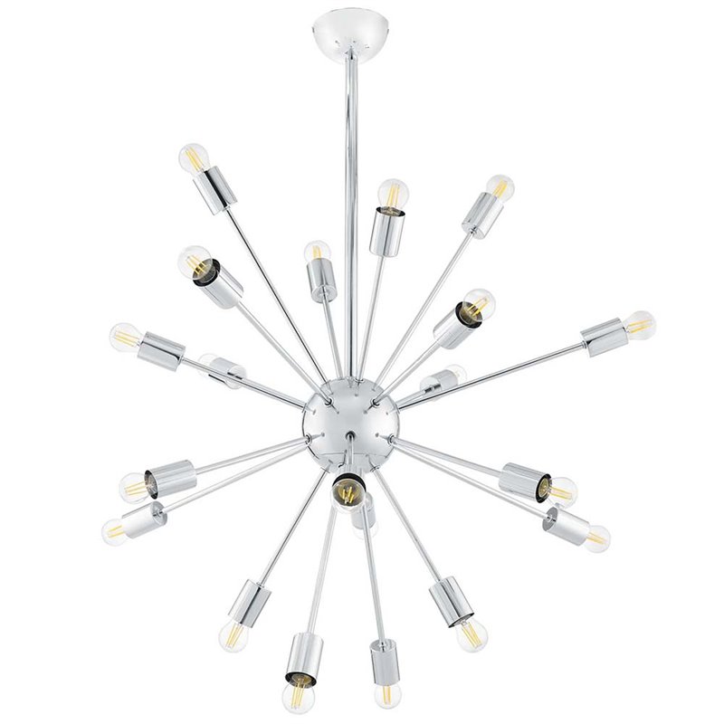 Modway Volley 24-Light Modern Metal Chandelier in Chrome Finish