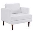 Modway Agile Polyester Fabric Accent Armchair in White and Walnut