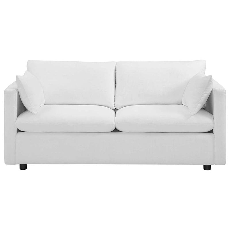Modway Activate Modern Wood & Fabric Upholstered Sofa in White