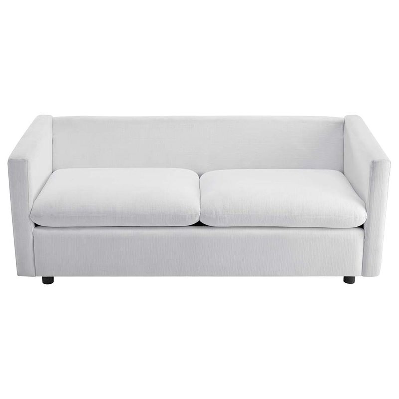 Modway Activate Modern Wood & Fabric Upholstered Sofa in White