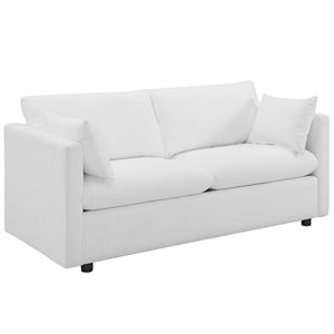Modway Activate Modern Wood & Fabric Upholstered Sofa in White