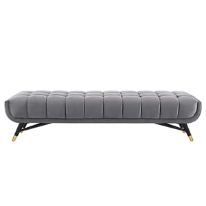Modway Adept Tufted Performance Velvet Bench in Gray and Black