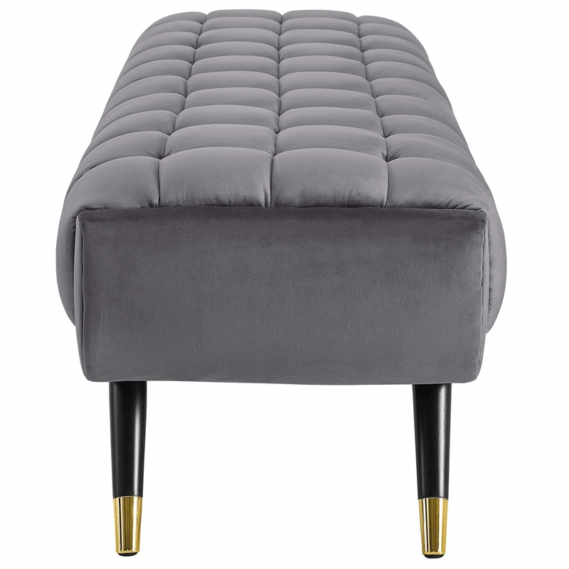 Modway Adept Tufted Performance Velvet Bench in Gray and Black