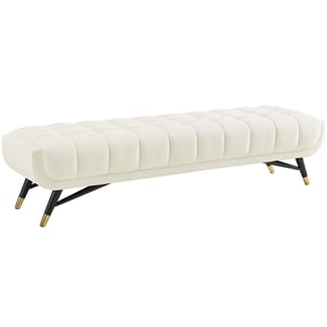 Modway Adept Tufted Performance Velvet Bench in Ivory and Black