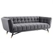 Modway Adept Performance Velvet Tufted Sofa in Gray and Black