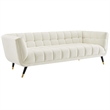 Modway Adept Performance Velvet Tufted Sofa in Ivory and Black