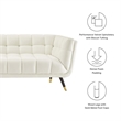 Modway Adept Performance Velvet Tufted Sofa in Ivory and Black