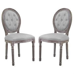Modway Arise 19.5&quot Fabric & Wood Dining Side Chair in Light Gray (Set of 2)