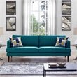 Modway Agile Modern Fabric Upholstered Sofa in Teal and Walnut