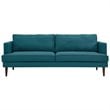 Modway Agile Modern Fabric Upholstered Sofa in Teal and Walnut