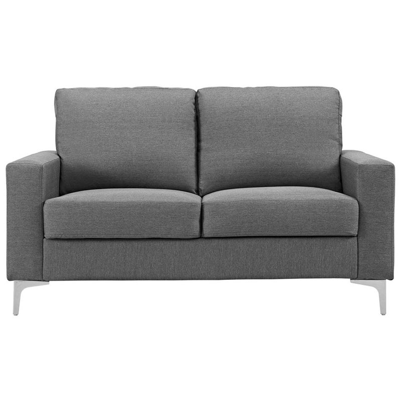 Modway Allure Modern Steel & Fabric Upholstered Sofa in Gray/Silver