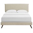 Modway Amaris Polyester Fabric Queen Platform Bed w/Round Splayed Legs in Beige
