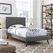 Modway Amaris Upholstered Twin Platform Bed Frame in Gray With Splayed Legs