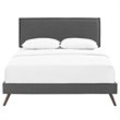 Modway Amaris Upholstered Queen Platform Bed Frame in Gray With Splayed Legs