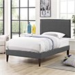 Modway Amaris Twin Fabric Platform Bed with Squared Tapered Legs in Gray
