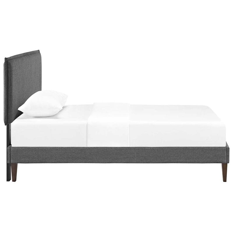 Modway Amaris Twin Fabric Platform Bed with Squared Tapered Legs in Gray