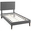 Modway Amaris Twin Fabric Platform Bed with Squared Tapered Legs in Gray