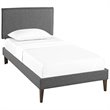 Modway Amaris Twin Fabric Platform Bed with Squared Tapered Legs in Gray