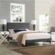 Modway Amaris Upholstered Queen Platform Bed Frame in Gray With Tapered Legs