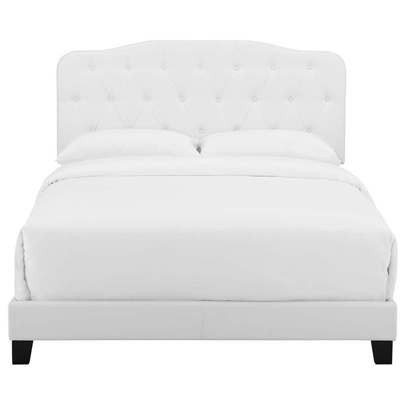 Modway Amelia Full Modern Style Faux Leather Bed in White Finish