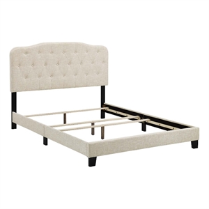 Modway Amelia King Upholstered Polyester Fabric Bed in Beige Finish
