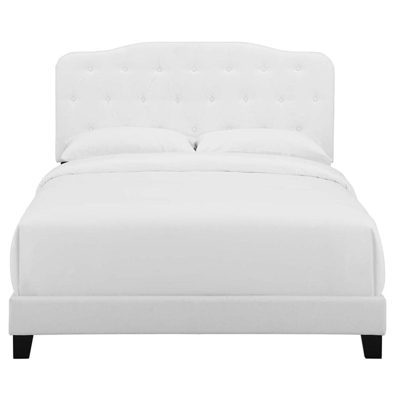 Modway Amelia Queen Upholstered Polyester Fabric Bed in White Finish