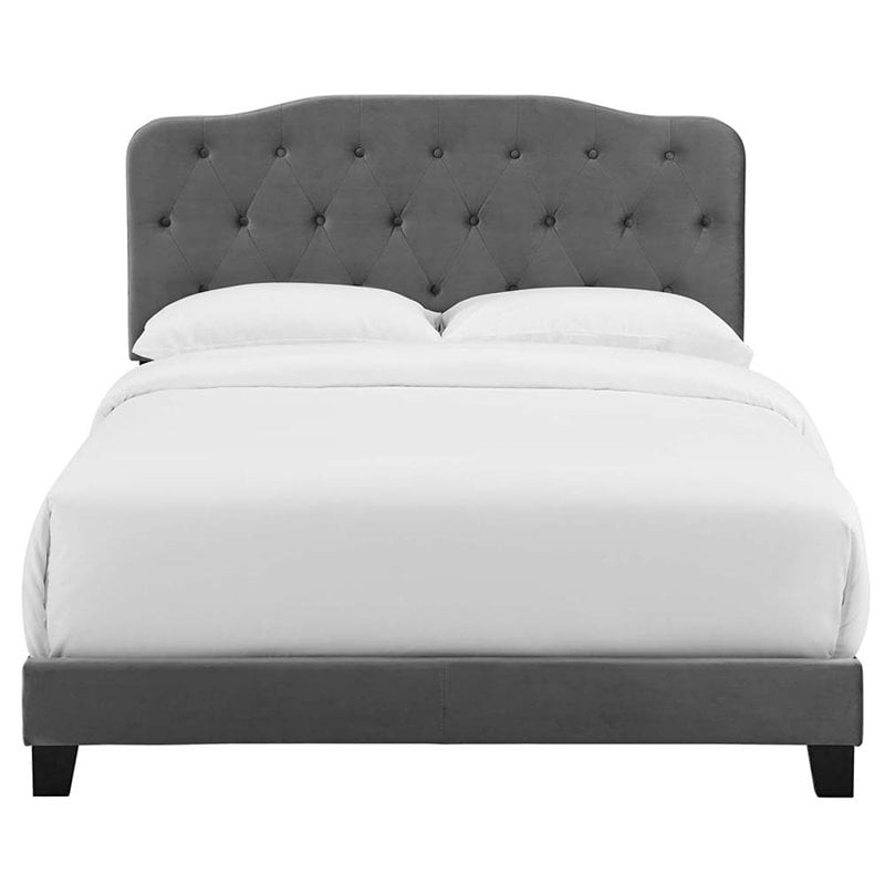 Modway Amelia Queen Modern Style Performance Velvet Bed in Gray Finish