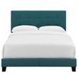 Modway Amira Full Modern Upholstered Polyester Fabric Bed in Teal Blue
