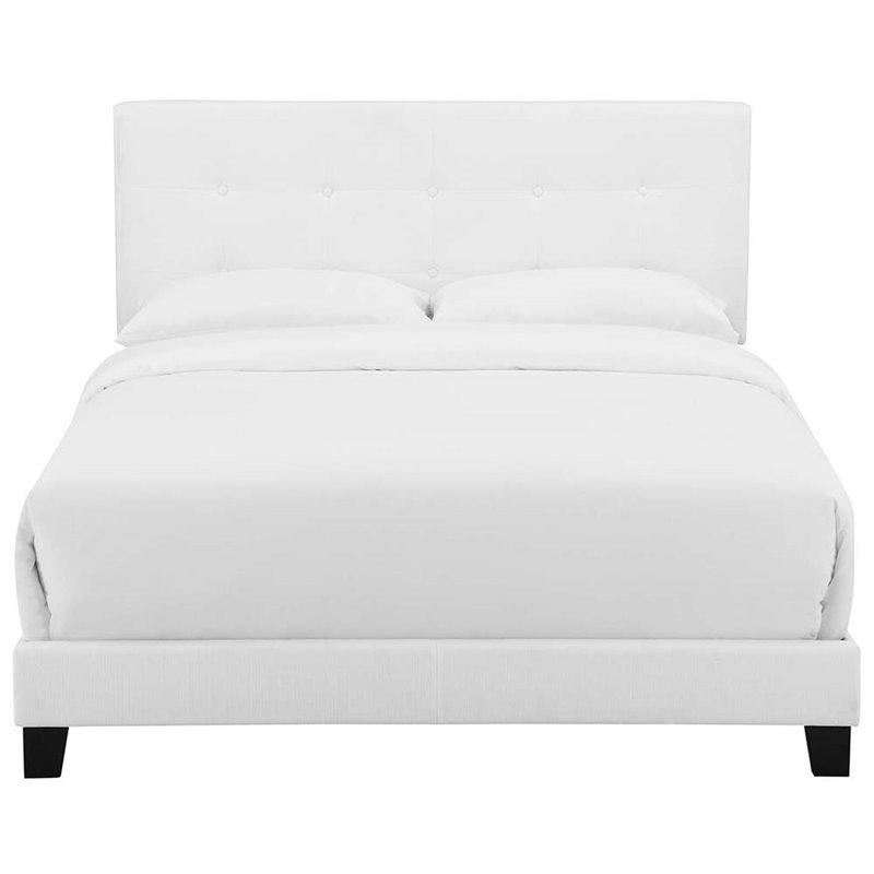 Modway Amira Queen Modern Upholstered Polyester Fabric Bed in White