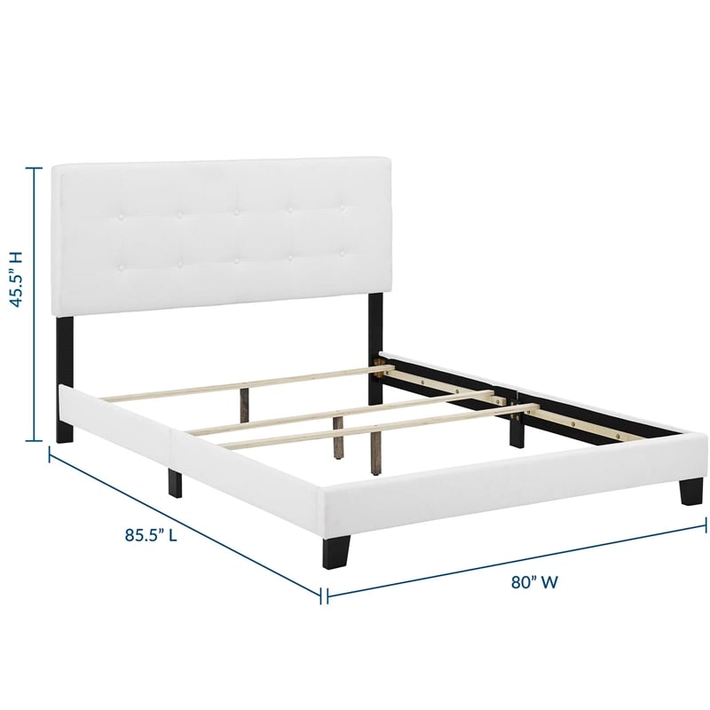 Modway Amira King Modern Upholstered Polyester Fabric Bed in White