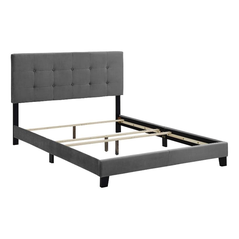 Modway Amira Full Modern Style Performance Velvet Bed in Gray