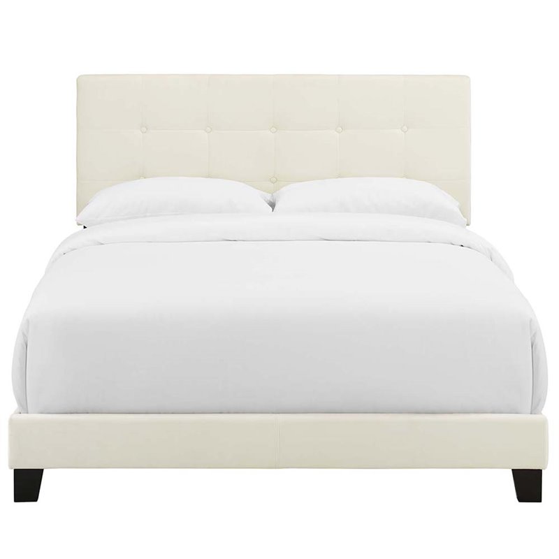 Modway Amira Full Modern Style Performance Velvet Bed in Ivory