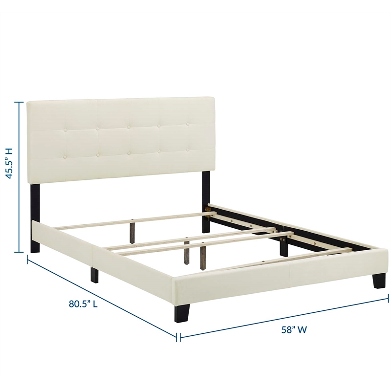 Modway Amira Full Modern Style Performance Velvet Bed in Ivory