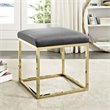 Modway Anticipate Velvet & Stainless Steel Ottoman in Gold and Gray