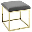 Modway Anticipate Velvet & Stainless Steel Ottoman in Gold and Gray