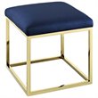 Modway Anticipate Velvet & Stainless Steel Ottoman in Gold and Navy
