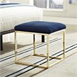 Modway Anticipate Velvet & Stainless Steel Ottoman in Gold and Navy