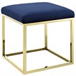 Modway Anticipate Velvet & Stainless Steel Ottoman in Gold and Navy
