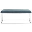 Modway Anticipate Velvet & Stainless Steel Bench in Sea Blue and Silver