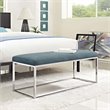 Modway Anticipate Velvet & Stainless Steel Bench in Sea Blue and Silver