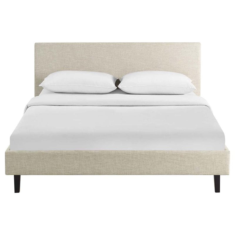 Modway Anya Full Modern Style Polyester Fabric Bed in Beige Finish