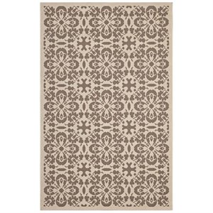 modway ariana floral trellis area rug in beige