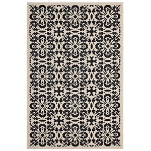 modway ariana floral trellis area rug in black and beige
