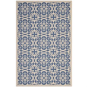 modway ariana floral trellis area rug in blue and beige