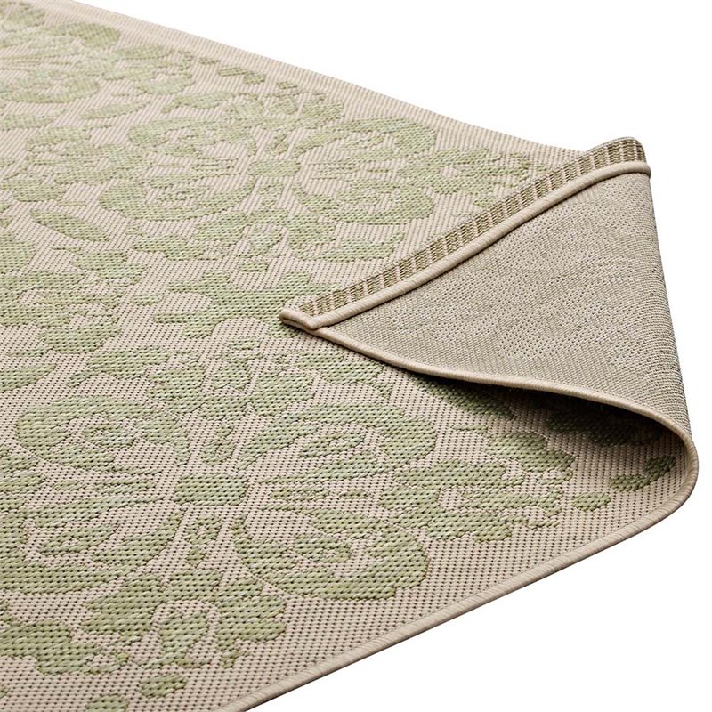 Modway Ariana 5' x 8' Floral Trellis Area Rug in Green and Beige