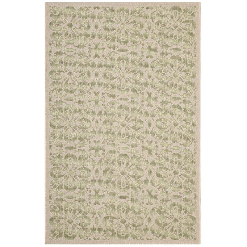 Modway Ariana 5' x 8' Floral Trellis Area Rug in Green and Beige