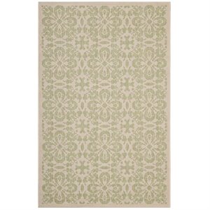 modway ariana floral trellis area rug in green and beige