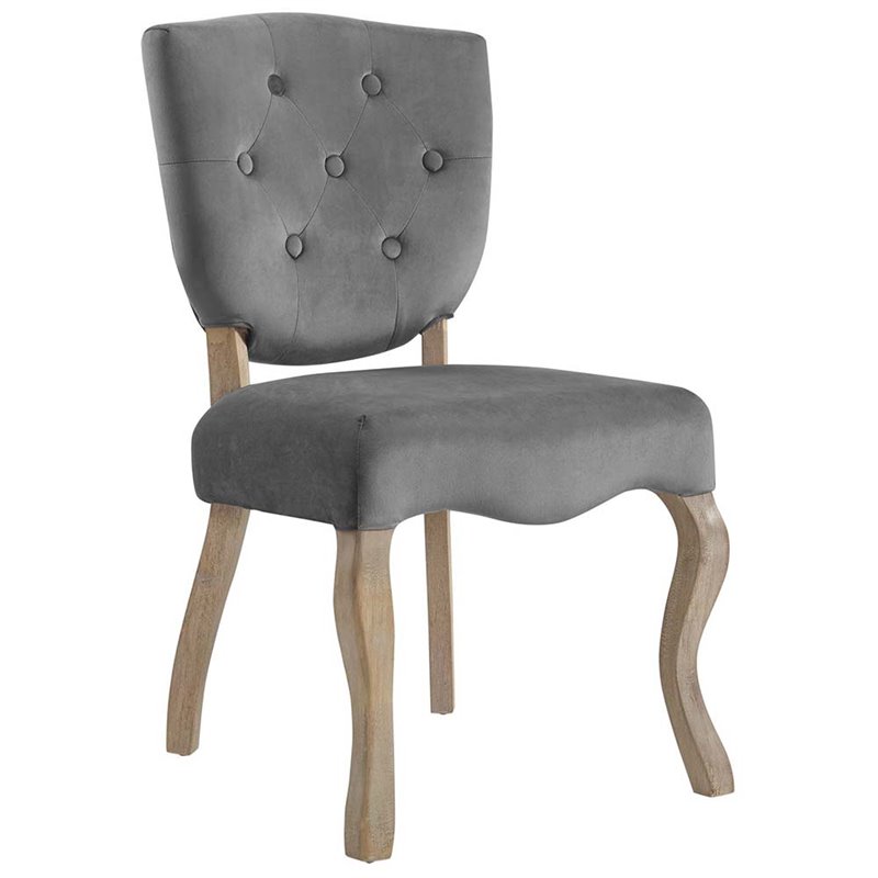 Modway Array Velvet Tufted Dining Side Chair in Gray Cymax Business