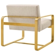 Astute Upholstered Fabric Armchair in Beige